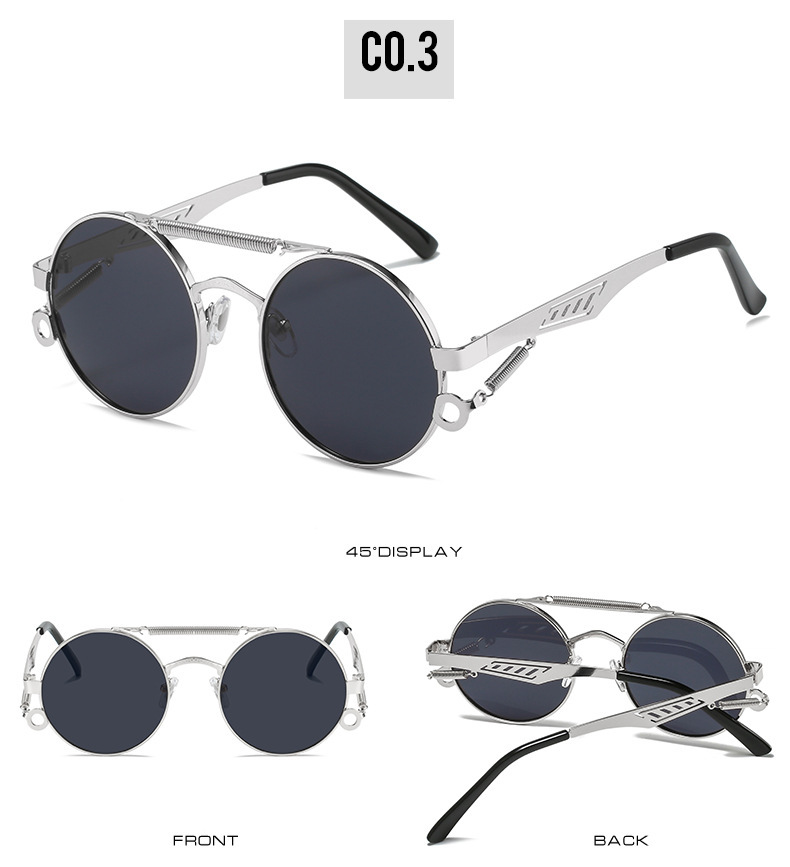 54g Weight Full Frame Glasses Structure Sunglasses Classification PC, UV400 Protection Lens Material Round Frame Glasses Style Outdoor, Travel Occasion Color Block Pattern Unisex Gender Elegant, Simple Style Style Grey, Black Color Elegant Simple Style Color Block PC UV400 Protection Round Frame Full Frame Women's Sunglasses 8