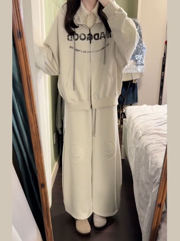 纯棉美式炸街运动服套装女秋季韩版宽松时尚卫衣休闲两件套跑步潮|undefined