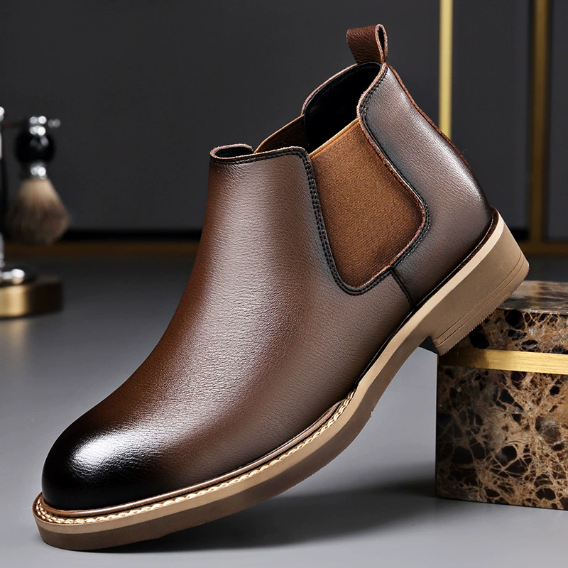 Осень и зима 2024 новые сапоги Челси плюс бархатные мужские короткие сапоги трендовые ботинки Мартин обувь британский стиль высокие мужские сапоги