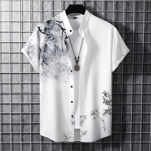 European and American Bestselling Hawaiian Style Men's Short Sleeve Shirts 3D Digital Wholesale