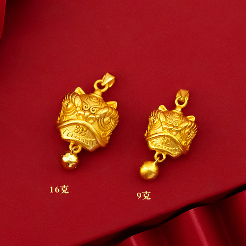 National trend ancient style lion awakening pendant accessories brass 24k gold plated solid lion awakening pendant keychain car hanging diy accessories