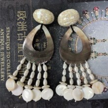 【楠阁】monies风中古vintage 天然贝某壳搭珍某珠百搭流苏款耳饰