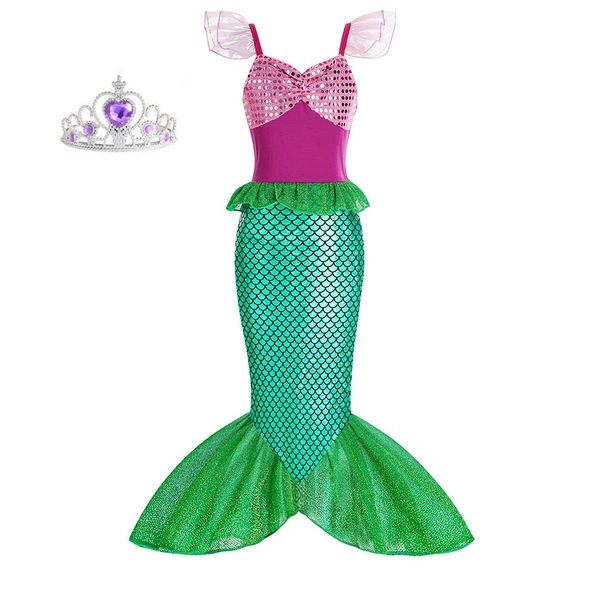 Mermaid Green Princess Dress + Gift Crown