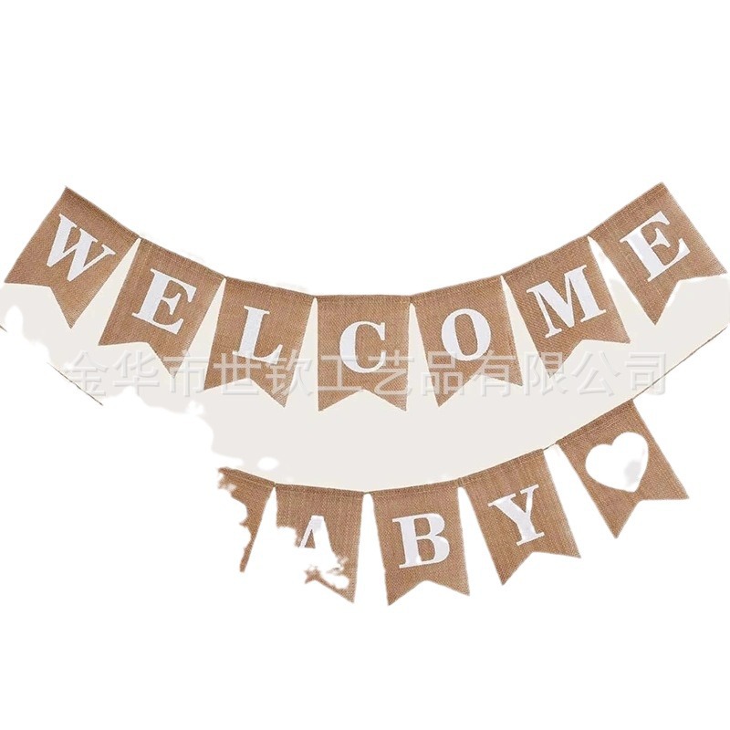 Fábrica directa de cumpleaños decoración de fiesta tira bandera colorida bienvenida bebé lino suministros de bandera de cola de golondrina