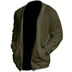 Men's Solid Plain Pocket Shawl Collar Knitted Cardigan Loose