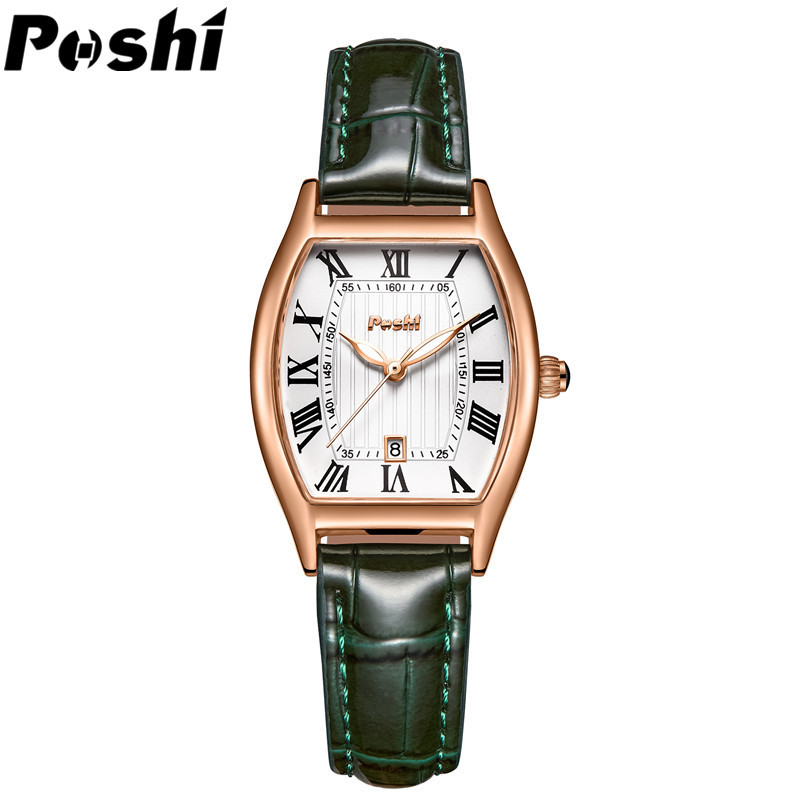 Poshi nueva moda mujer reloj retro ins estilo vino en forma de barril cinturón aprender vida impermeable Reloj simple