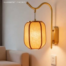 2025新中式宋代美学卧室床头壁灯客厅走廊灯复古羊皮纸灯笼壁灯