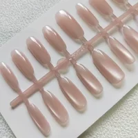 【Yangzhi Ganlu】Chasing Light Cat Eye Blush Gradient Wearable Nails 30 шт., ручная работа, нежное отбеливание ногтей