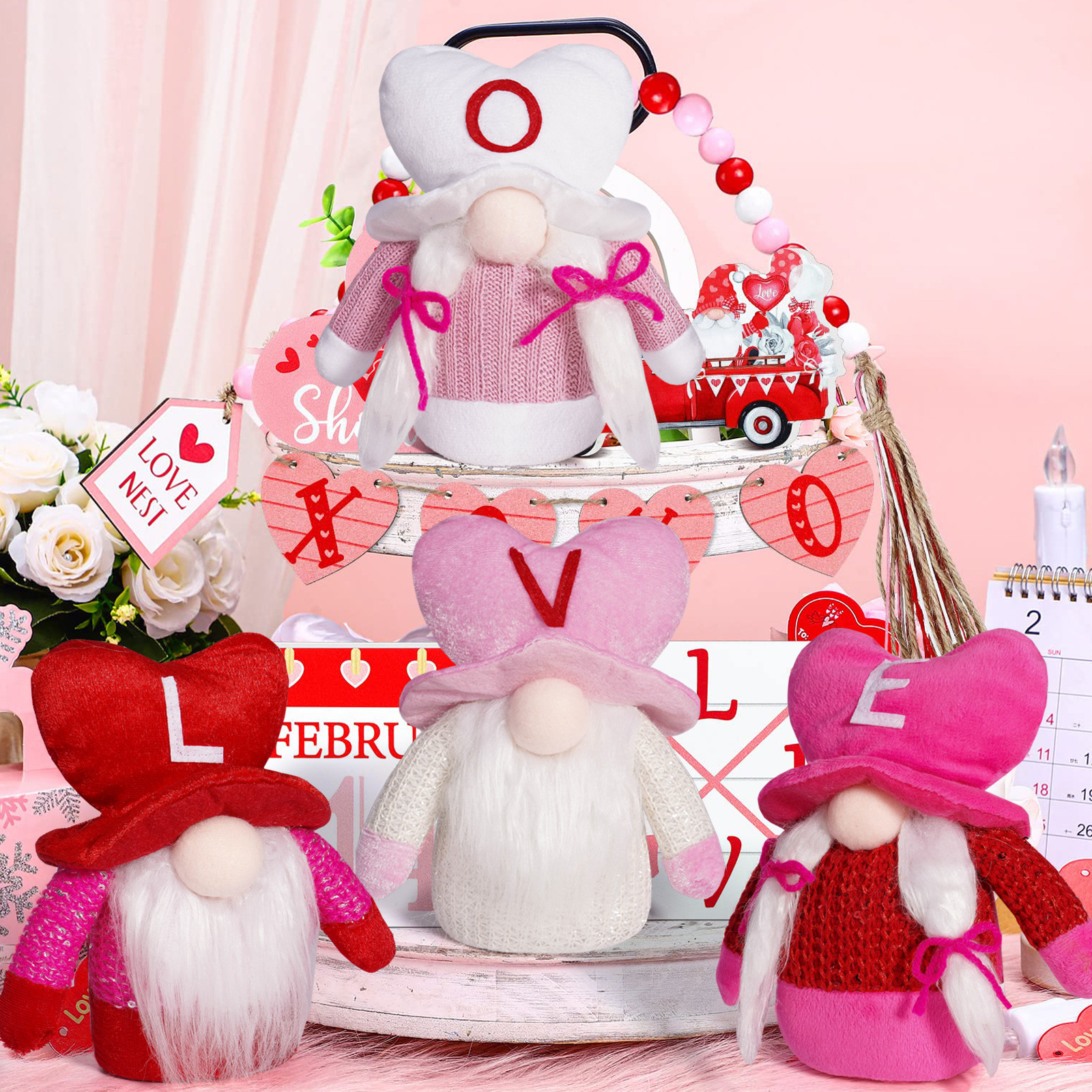 Nuevos productos transfronterizos de muñecas sin cara del día de San Valentín creativas LOVE Rudolph muñecas adorables decoraciones navideñas decoraciones