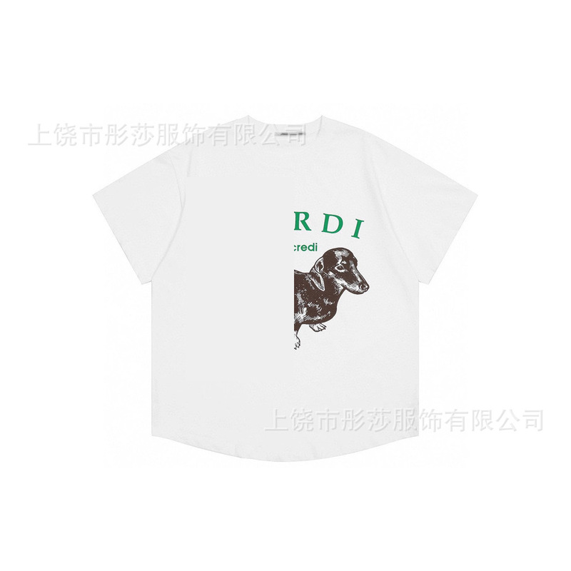 2025 新ゴールドハイシルバー同スタイルマルディ半袖デイジー Tシャツダックスフントカップル多用途トップ女性ルーズ|undefined