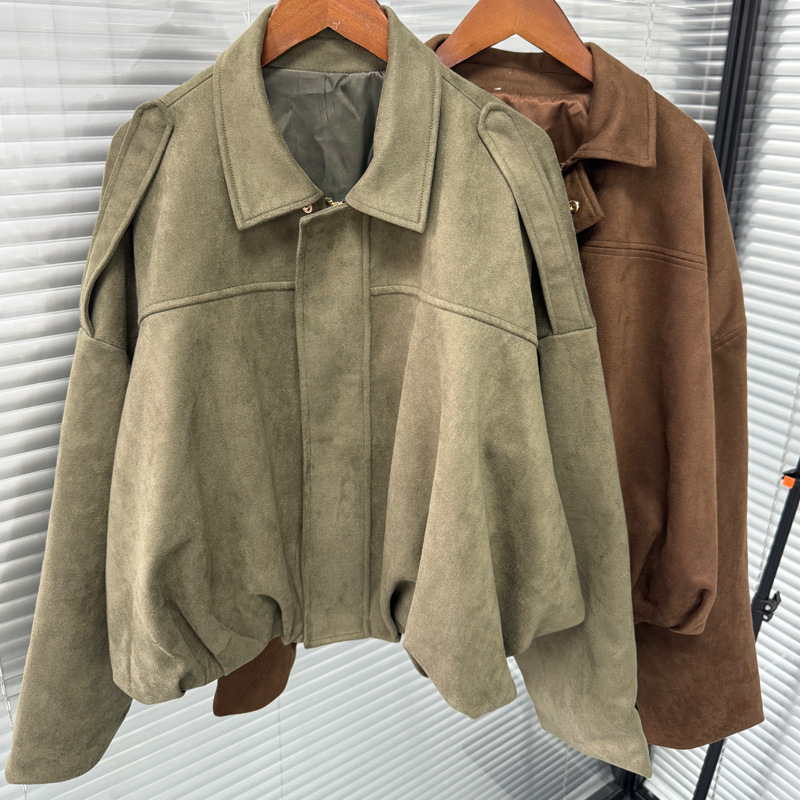 In-Stock Cross-Border Women's Clothing Wholesale European and American Style Suede Texture Pilot Personality Trendy Jacket Coat
