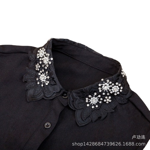 Korean Cute Shirt Collar Rhinestone Decorated Fake Collar Best Selling Women’s Spring and Summer Lace Versatile Fake Collar