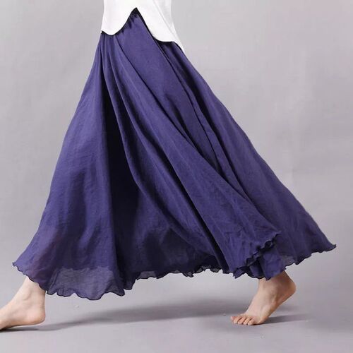 Double-layer cotton-linen semi-slip dress for women, summer Zen-style women's linen dress, plus-size fairy-like, fairy dress, long dress