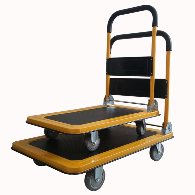 平板手推车拉货车折叠静音加厚钢板移动推车便携快递拉货专用拖车