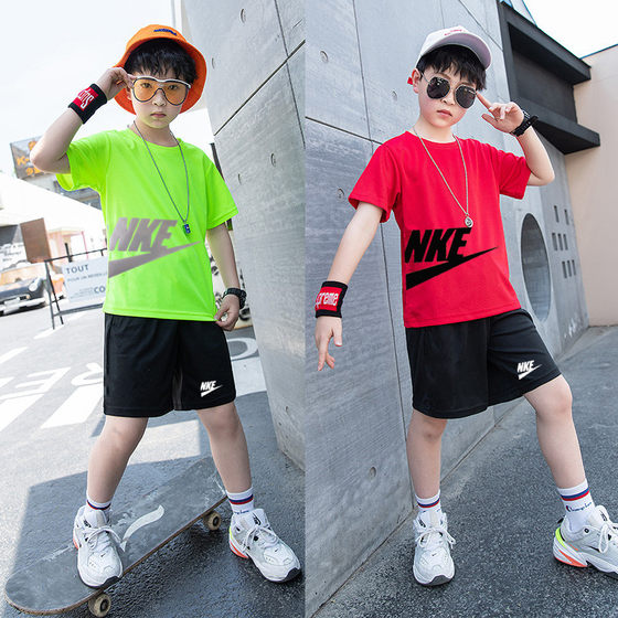 Foreign trade children's clothing boys summer quick-drying sports suit big children's short sleeve shorts casual running clothes a generation of hair