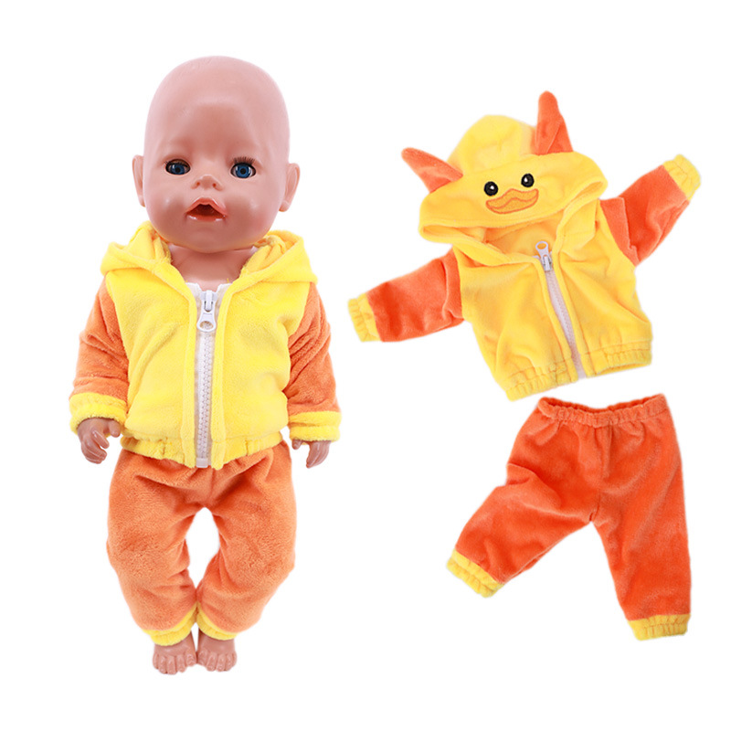 2021 nueva ropa de muñeca americana de 18 pulgadas ropa de felpa traje de animal pato Panda jirafa al por mayor