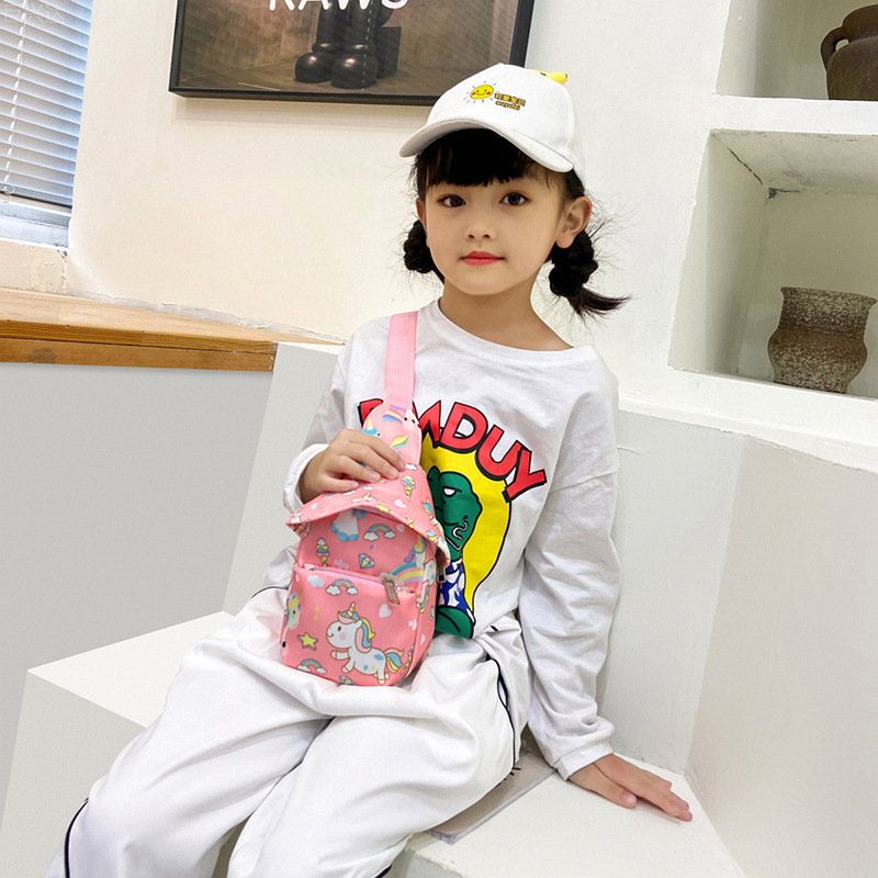 Comercio exterior nuevo bolso de los niños de impresión de dibujos animados bolsa de pecho para niños lindo pequeño dinosaurio bolsa de mensajero moda bebé accesorios bolsa