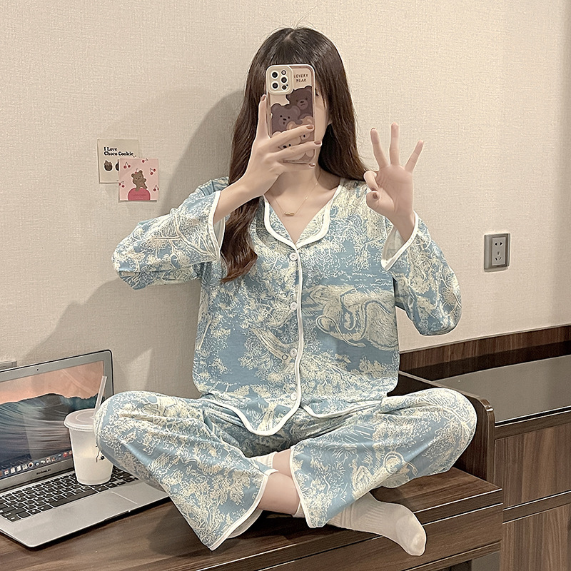 2025年新款套装春秋季少女风长袖长裤ins家居服开衫可爱甜美睡衣|undefined