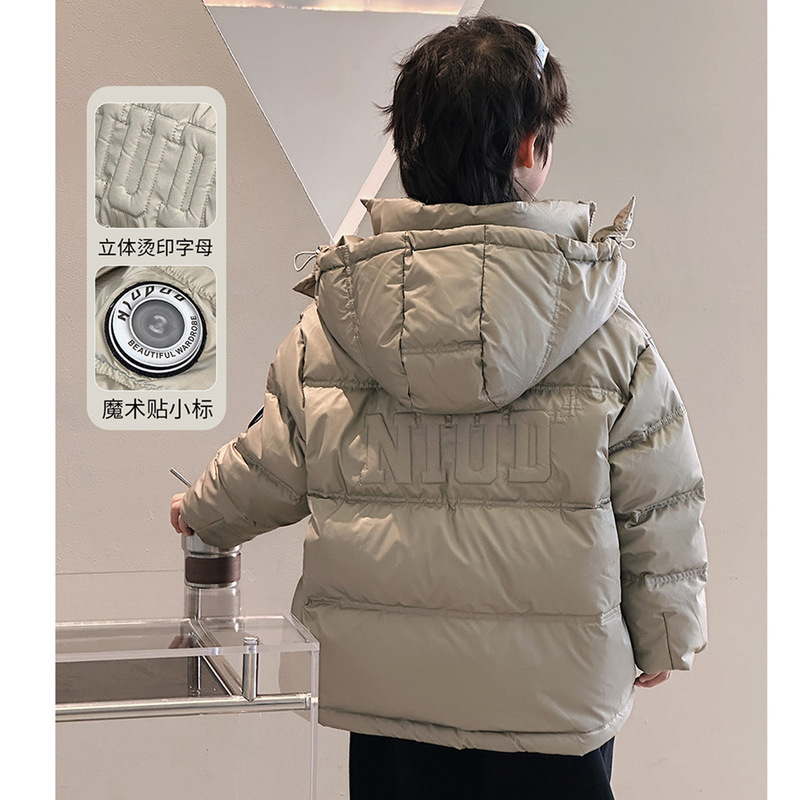 2025 新韓国スタイル子供用無地暖かく多用途のフード付き綿服男の子トップスファッショナブルでトレンディな|undefined