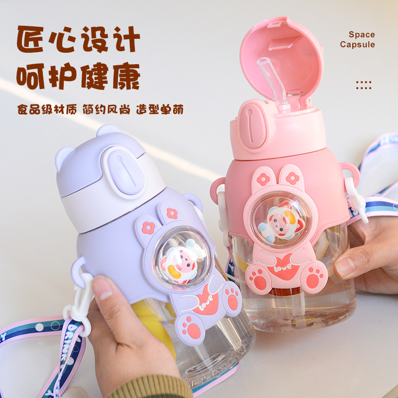 Summer Cartoon Water Cup for Male and Female Students Portable High-Looking Cute Water Bottle Large Capacity Internet Celebrity Space Cup Customization