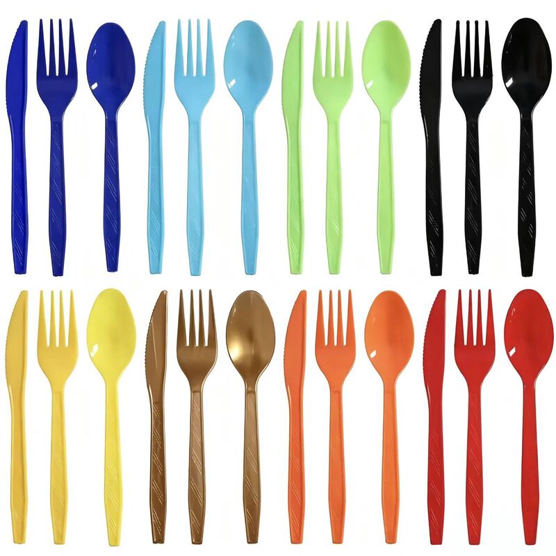 Cross-border in-stock high-quality disposable plastic cutlery set: spoons, forks, knives for banquets, gatherings, and parties Cross-border in-stock high-quality disposable plastic cutlery set: spoons, forks, knives for banquets, gatherings, and parties