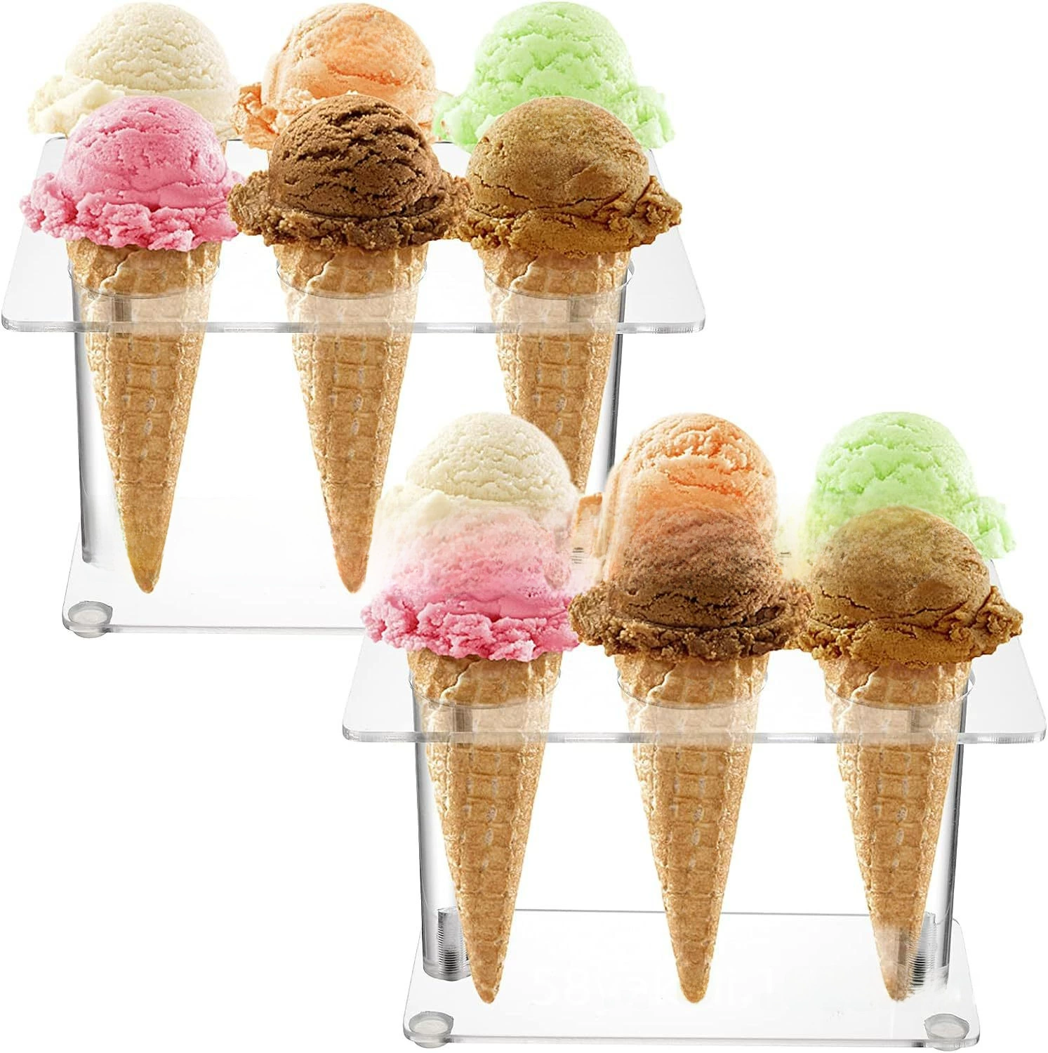 Acrylic ice cream cone bracket, 6 holes, transparent Wahff cake cone bracket, sushi hand roll bracket