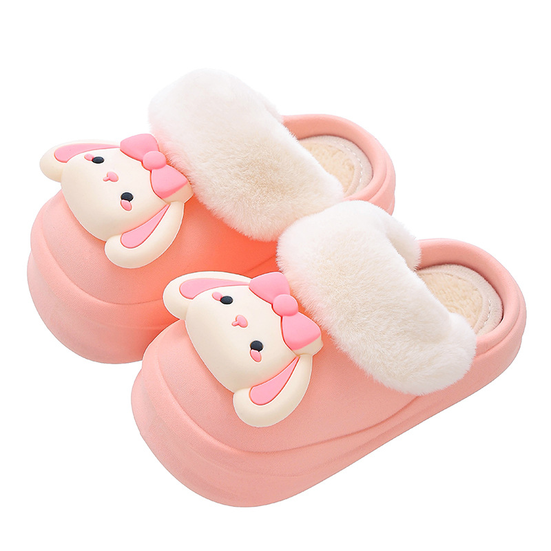 Otoño y invierno zapatillas de algodón para niños caliente y terciopelo impermeable para padres e hijos, bolsas caseras para bebés, zapatos de talón de algodón