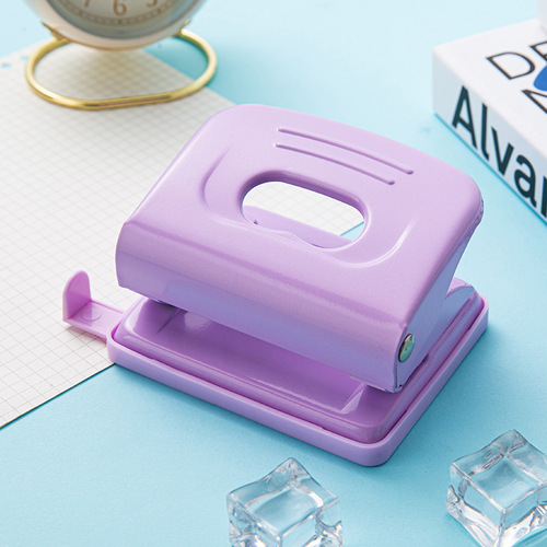 Macaron color round double-hole punch machine large thickened loose-leaf punch office manual round hole punch