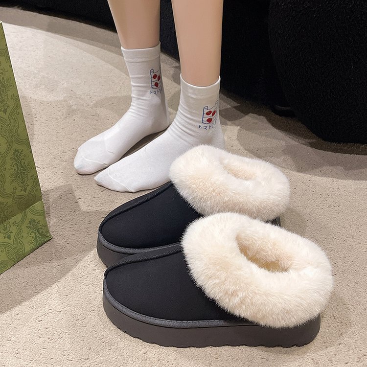 Thick snow boots for men and women in winter plus fleece thickened warm comfort to wear casual woolen shoes large size_voghion.com
