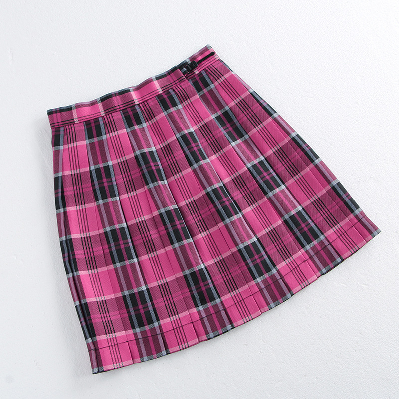 [Xiao mei] original school of Sichuan island university for JK plaid skirt students a-line skirt rose red pleated skirt