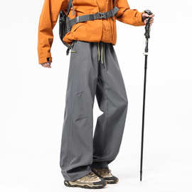 2026春秋季新款户外防水冲锋裤反光条防水拉链口袋速干休闲裤子男