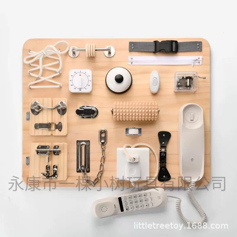 蒙特梭利忙碌板busy board原木跨境早教玩具婴儿蒙氏教具厂家直销