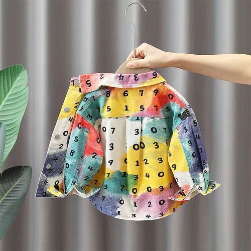 Boys Spring and Autumn Season Casual Thin Long Sleeve Jacket Streetwear Collar Shirt