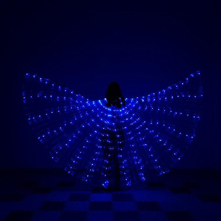 Halloween LED iluminado alas grandes alas 360 grados colorido adulto baile del vientre espectáculo de danza capa alas doradas