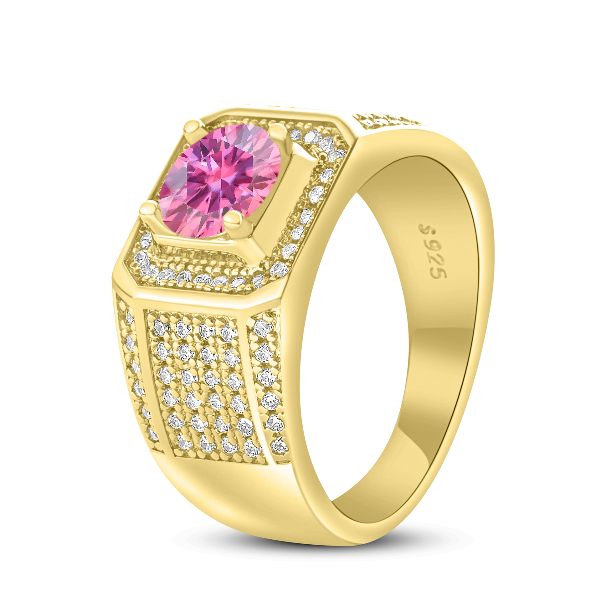 Anillo de hombre de plata esterlina 925 1 quilates de piedra de mosaico anillo de hombre chapado en oro atmósfera para enviar a los fabricantes de novio en stock al por mayor