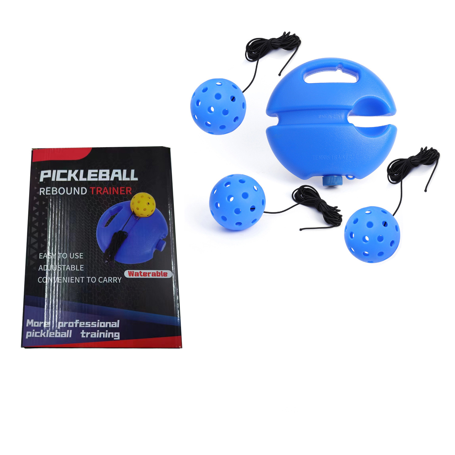 Entrenador de bolas de pico único 40 hoyos PE Bola de agujero elástico alto principiante práctica Pickleball base de inyección de agua