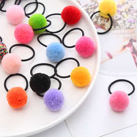 儿童可爱毛球发圈糖果色小毛球发圈可爱女孩头绳发饰皮筋头绳发饰