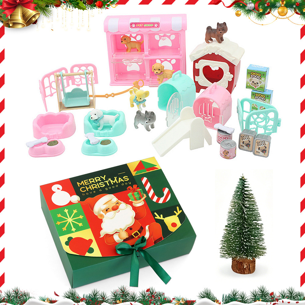 Niños transfronterizos mascotas juegos de la casa juguetes dibujos animados gato perro hámster modelo decoración dinosaurio árbol casa traje de campamento lote image 8
