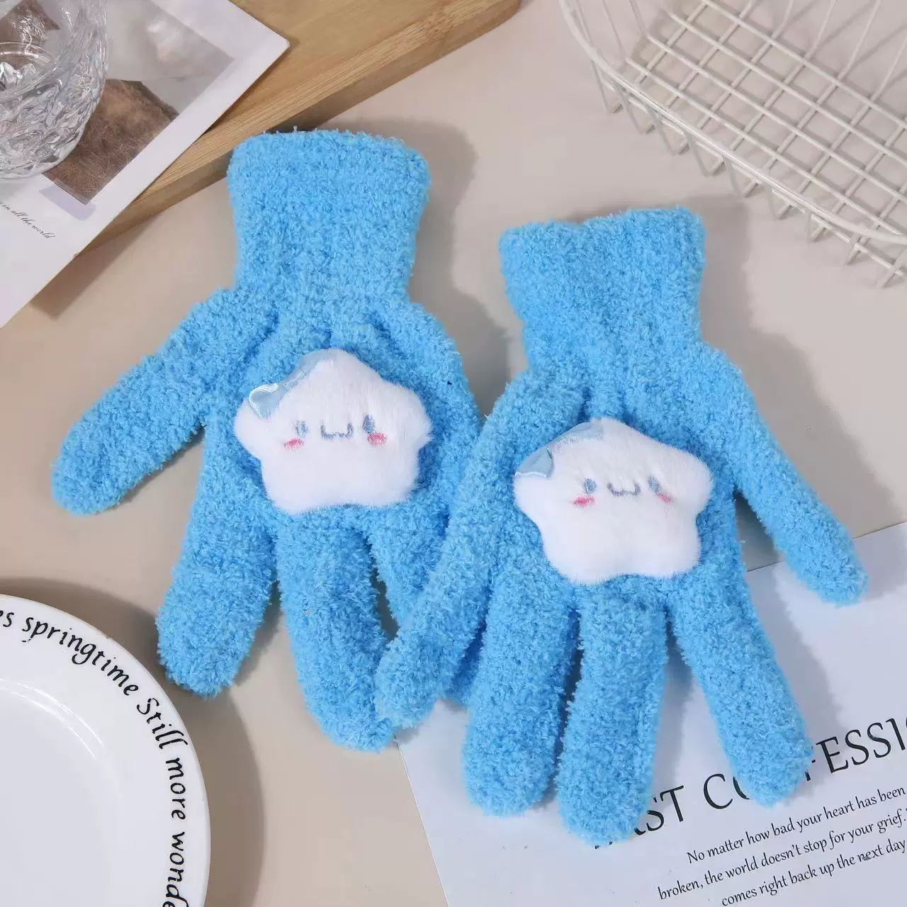 Windproof cute keep warm cartoon gloves for adults, custom-made