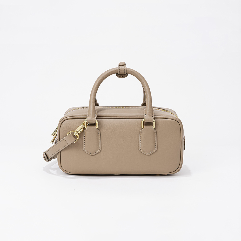 Hot Selling Women's Genuine Leather Boston Bowling Bag, Niche Design Pillow Crossbody Bag, Cowhide Handbag - Thumbnail 5