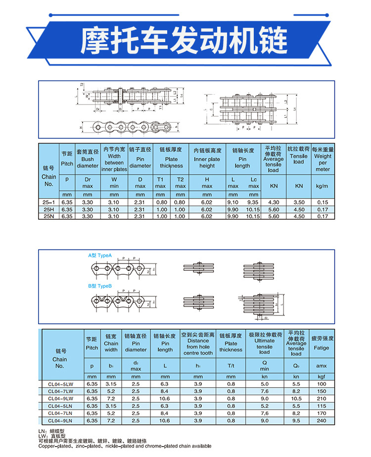 25H Camshaft Timing Chain Motorcycle Engine Timing Chain Direct Sales from the Source Factory High Quality