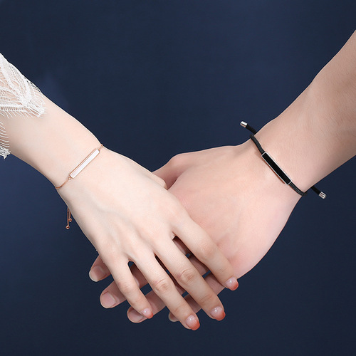 Korean version s925 sterling silver single-minded couple bracelet simple agate braided bracelet ins mother-of-pearl hand ornament gift