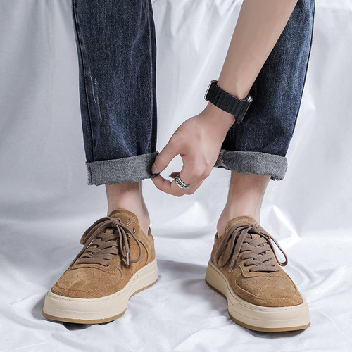Men's high-end shoes  new breathable suede casual leather shoes men's retro versatile casual sneakers 8001-R