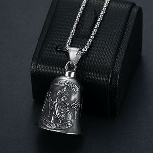 New Vintage Punk Locomotive Stainless Steel Traveler Guardian St Christopher Lucky Ride Bell