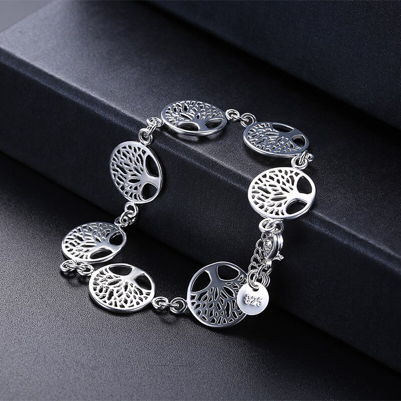 Cross-Border factory direct sales of the tree of life bracelet ladies European and American fashion copper plated 925 silver jewelry wholesale H607