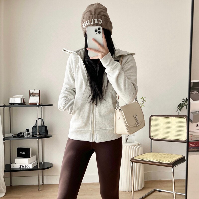 High Version Lulu Slim Sweatshirt Scuba Original Label Yoga Wear Gold Label Full Zipper Hooded Fleece-Lined Slim Jacket