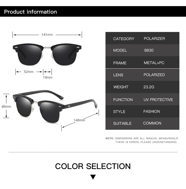 8830 retro Polarized Sunglasses men's and women's Sunglasses batch blue