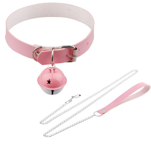 New sexy accessories big bell collar sexy pu leather neck ring sexy maid style traction chain necklace