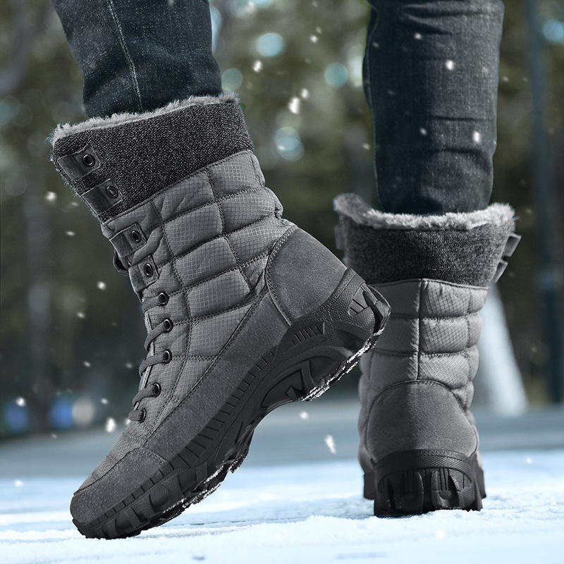 Winter outdoor snow boots High top boots non-slip waterproof warm large size cotton shoes light cold waterproof men's boots_voghion.com