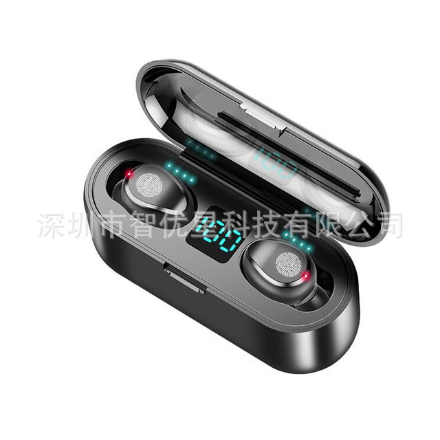 F9-5 Noise-Cancelling Bluetooth Headphones Wireless Mini Touch-Controlled In-Ear Headphones Can Charge Mobile Phones and Are Waterproof Headphones